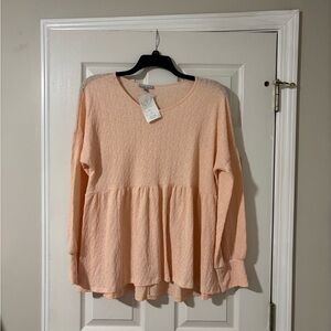 White Birch Peach Textured Long Sleeve Tunic